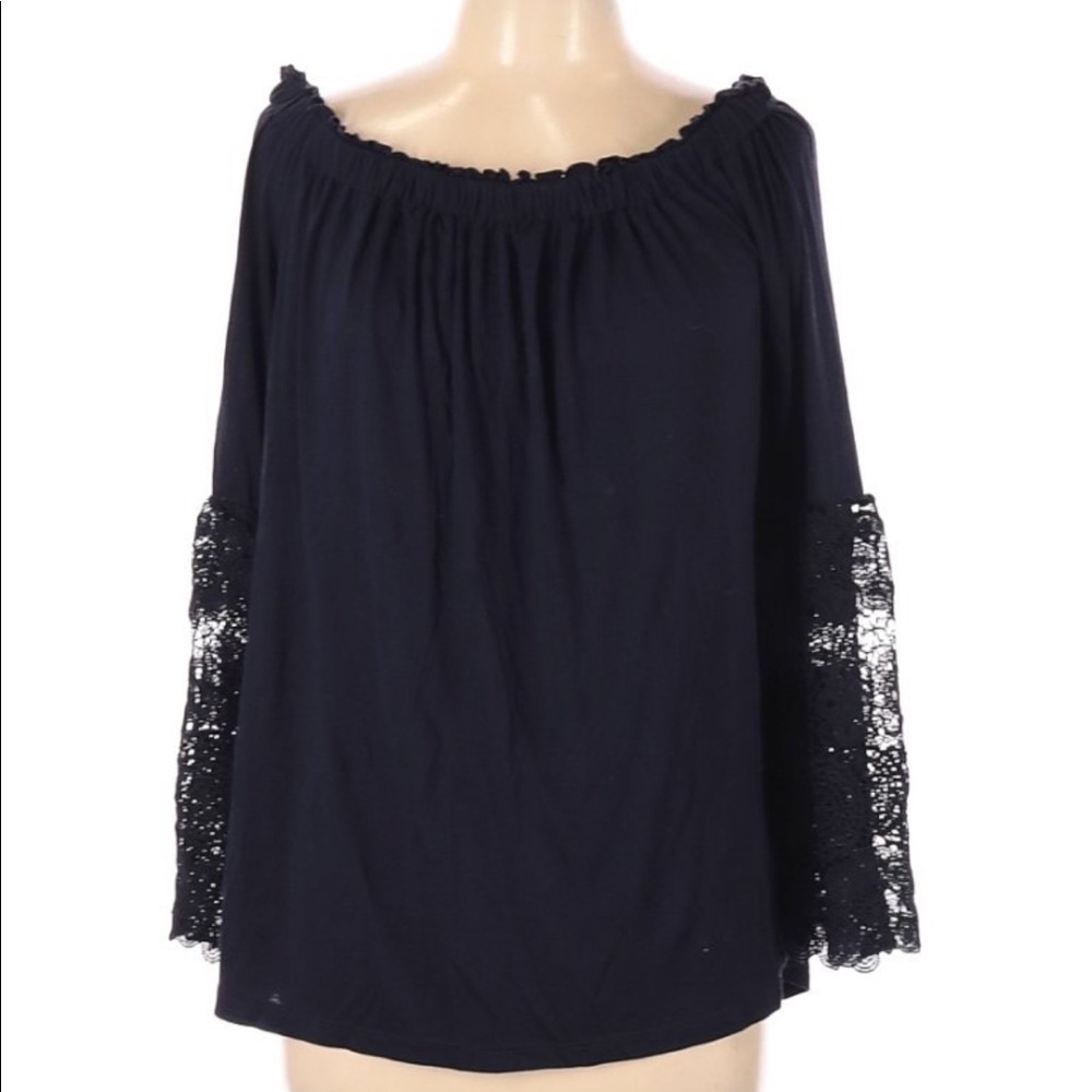 Ann Taylor LOFT large long sleeve black blouse